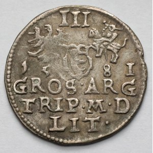 Stefan Batory, Trojak Wilno 1581 - Leliwa - L
