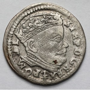 Stefan Batory, Trojak Wilno 1586/5 - herb Lis - z PRZEBITKĄ