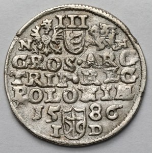 Stefan Batory, Trojak Olkusz 1586 - NH przy herbach