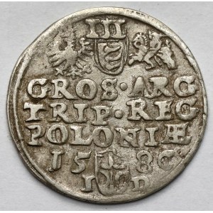 Stefan Batory, Trojak Olkusz 1586 - NH w otoku