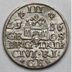 Stefan Batory, Trojak Riga 1586 - large head, rosettes