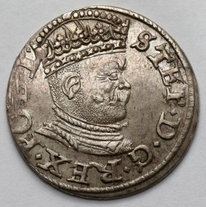 Stefan Batory, Trojak Ryga 1586 - mała głowa