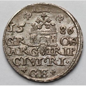 Stefan Batory, Trojak Ryga 1586 - mała głowa