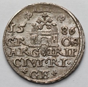 Stefan Batory, Trojak Ryga 1586 - mała głowa