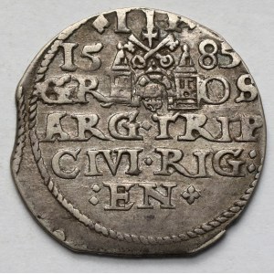 Stefan Batory, Trojak Ryga 1585 - niska korona - RIGEN