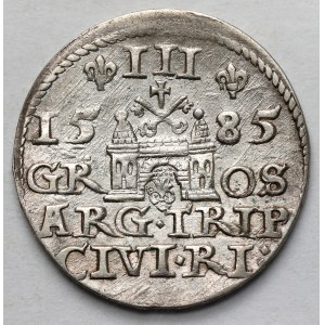 Stefan Batory, Trojak Ryga 1585 - zdobiony czepiec - TRIP