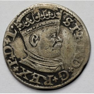 Stefan Batory, Trojak Ryga 1586 - mała głowa - krzyżyki