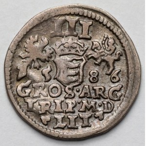 Stefan Batory, Trojak Wilno 1586 - kółka na awersie