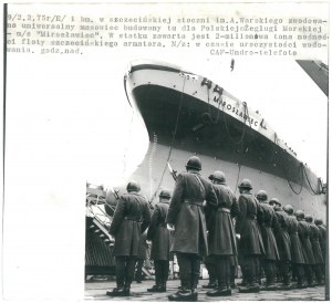 SZCZECIN. Mise à l'eau du m/s Mirosławiec, 1975.