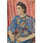 Józef Mehoffer, PORTRET KOBIETY W SUKNI W KWIATY, 1942