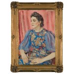 Józef Mehoffer, PORTRET KOBIETY W SUKNI W KWIATY, 1942