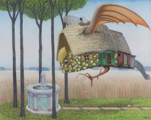 Jacek Yerka, HOUSE AT THE SOURCE, 2001