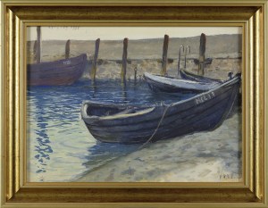 Soter JAXA-MAŁACHOWSKI (1867-1952), Łodzie / Plaża, obraz dwustronny