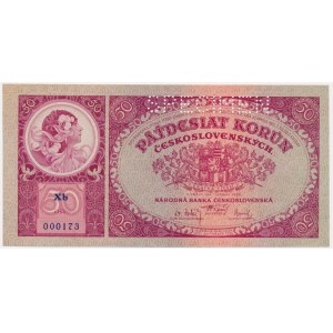 Czechoslovakia, 50 Korun 1929 - SPECIMEN - low serial number