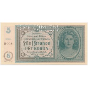 Bohemia and Moravia, 5 Korun (1940) - SPECIMEN -