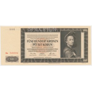 Bohemia & Moravia, 500 Korun 1942 - Ba - II issue - SPECIMEN -