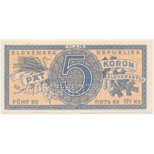 Slovacchia, 5 corone (1945) - SPECIMEN -
