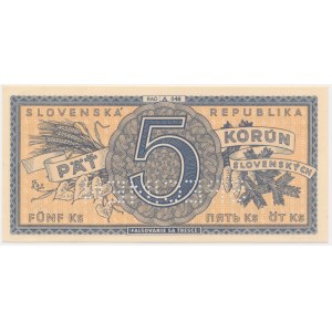 Slovensko, 5 korún (1945) - SPECIMEN -