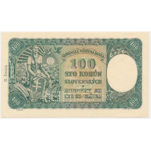 Slovakia, 100 Korun 1940 - II issue - SPECIMEN -