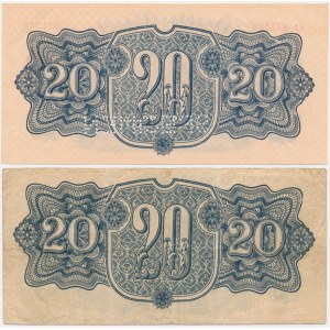 Czechoslovakia, 20 Korun 1944 - SPECIMEN AND REGULAR (2 pcs.)