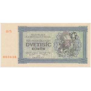 Cecoslovacchia, 2.000 corone 1945 - MODELLO -.