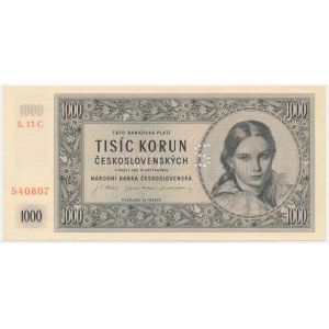 Czechoslovakia, 1.000 Korun 1945 - SPECIMEN -