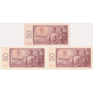 Czechoslovakia, 50 Korun 1964 (3 pcs.) - with rare prefix K