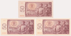 Czechoslovakia, 50 Korun 1964 (3 pcs.) - with rare prefix K