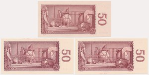 Czechoslovakia, 50 Korun 1964 (3 pcs.) - with rare prefix K