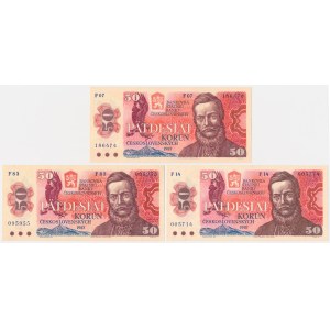 Tschechoslowakei, 50 Kronen 1987 (3 Stk.)