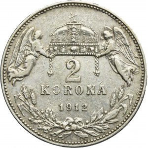 Maďarsko, František Jozef I., 2 koruny Kremnica 1912 KB