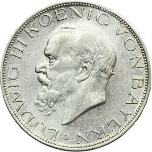 Germany, Kingdom of Bavaria, Ludwig III, 3 Mark Munich 1914 D