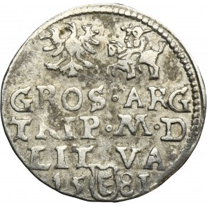 Stephen Bathory, 3 Groschen Vilnius 1581 - RARE, III in round shield