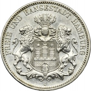 Deutschland, Stadt Hamburg, 3 Mark Hamburg 1914 J