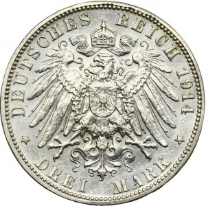 Deutschland, Stadt Hamburg, 3 Mark Hamburg 1914 J