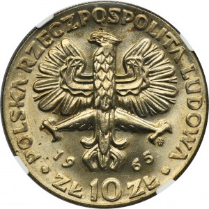 10 złotych 1965 VII Wieków Warszawy, Nike - NGC MS64