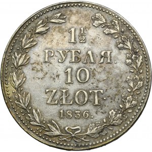1 1/2 rubel = 10 zloty Warsaw 1836 MW