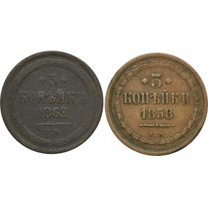 Satz, Russland, Alexander II, 3 Exemplare Jekaterinburg (2 Stck.).