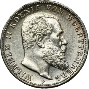 Germany, Kingdom of Württemberg, Wilhelm II, 3 Mark Stuttgart 1912 F