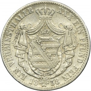 Germany, Saxony, Johann V, Thaler Dresden 1858 F