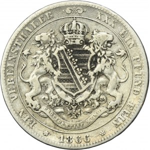 Germany, Saxony, Johann V, Thaler Dresden 1866 B