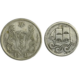Sada, slobodné mesto Gdansk, 1/2 gulden a 1 gulden 1923 (2 kusy).