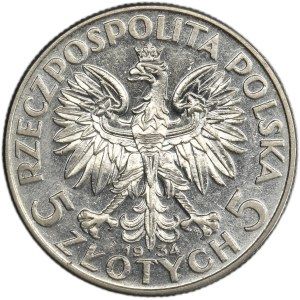Hlava ženy, 5 zlotých Varšava 1934