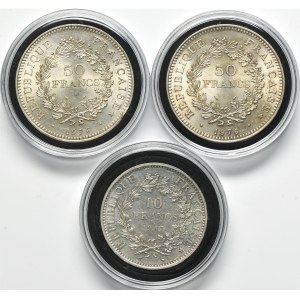Set, France, Fifth Republic, 10-50 Francs 1967-1976 (3 pcs.)