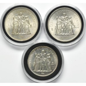 Set, France, Fifth Republic, 10-50 Francs 1967-1976 (3 pcs.)
