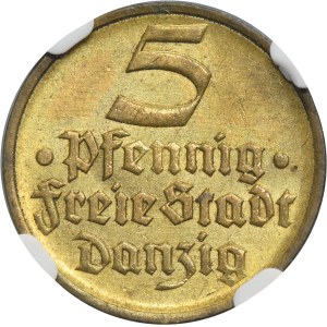 Free City of Danzig, 5 pfennig 1932 - NGC MS63