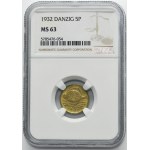 Free City of Danzig, 5 pfennig 1932 - NGC MS63