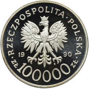 100,000 PLN 1990 Solidarity - GRUBA