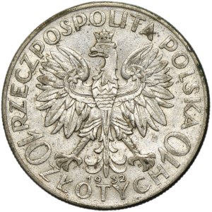 Hlava ženy, 10 zlotých Varšava 1932