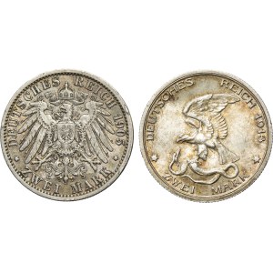 Set, Germany, Kingdom of Prussia, Wilhelm II, 2 Mark 1905-1913 (2 pcs.)